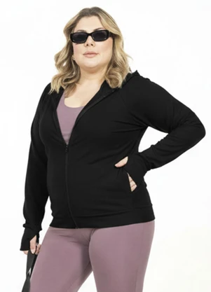 Cobertura - Jaqueta com Capuz Plus Size Preto - COBERTURA