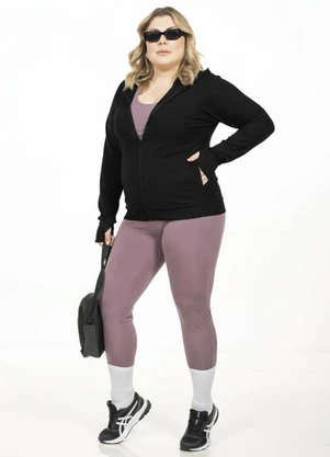 Cobertura - Jaqueta com Capuz Plus Size Preto - COBERTURA