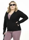 Cobertura - Jaqueta com Capuz Plus Size Marrom - variação: Preto