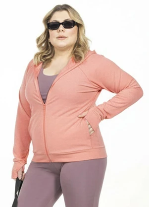 Cobertura - Jaqueta com Capuz Plus Size Rosa - COBERTURA