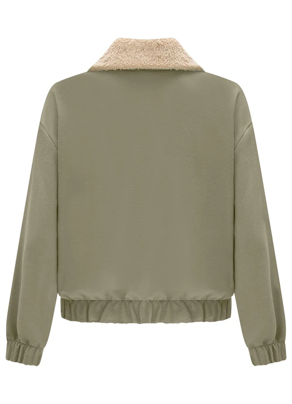 Lunender - Jaqueta com Gola em Pelo Carneirinho Verde 6