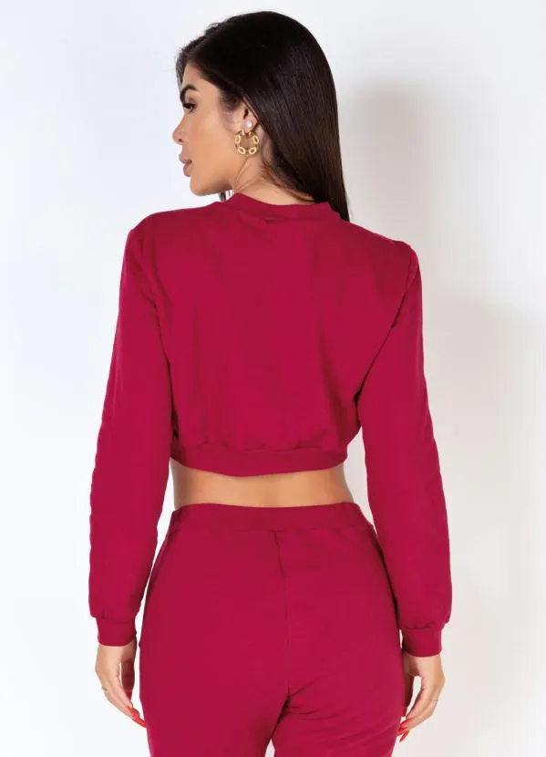 Moda Pop - Jaqueta Cropped Cereja com Zíper 2