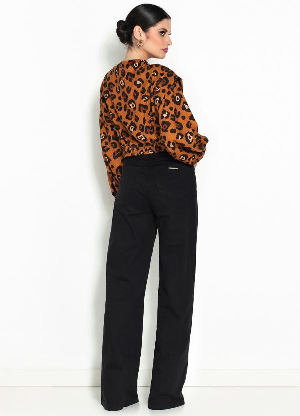 Farm - Jaqueta Cropped de Linho Ponto de Onça Marrom 4