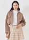 Sofie - Jaqueta Cropped em Sarja Marrom - variação: Marrom