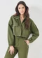 Sofie - Jaqueta Cropped em Sarja Marrom - variação: Verde