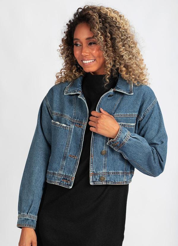 Hering - Jaqueta Cropped Jeans Azul