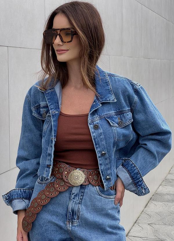 In Love - Jaqueta Cropped Jeans Vera  Azul