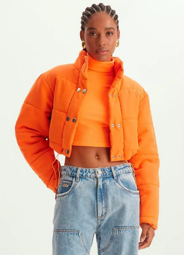 Lança Perfume - Jaqueta Cropped Puffer Laranja