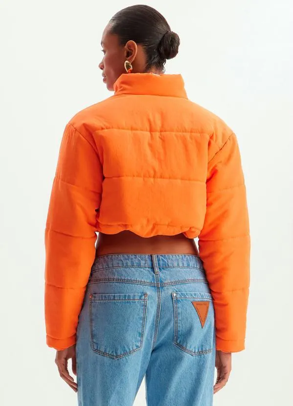 Lança Perfume - Jaqueta Cropped Puffer Laranja 2