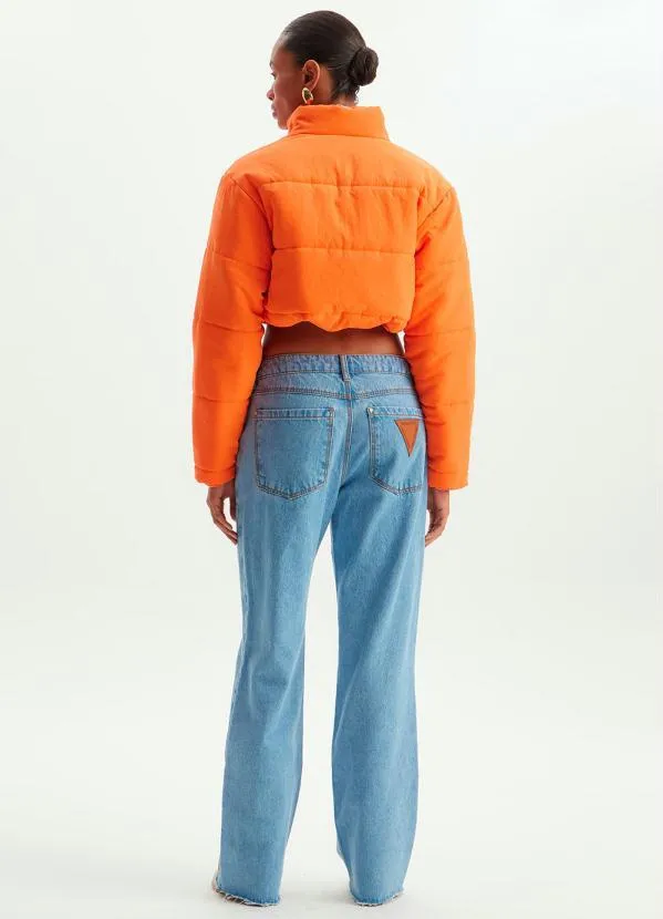 Lança Perfume - Jaqueta Cropped Puffer Laranja 4