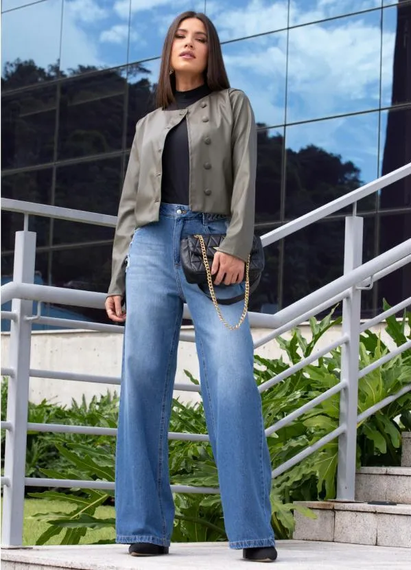 Quintess - Jaqueta Curta Verde Escuro em Material Sintético 3