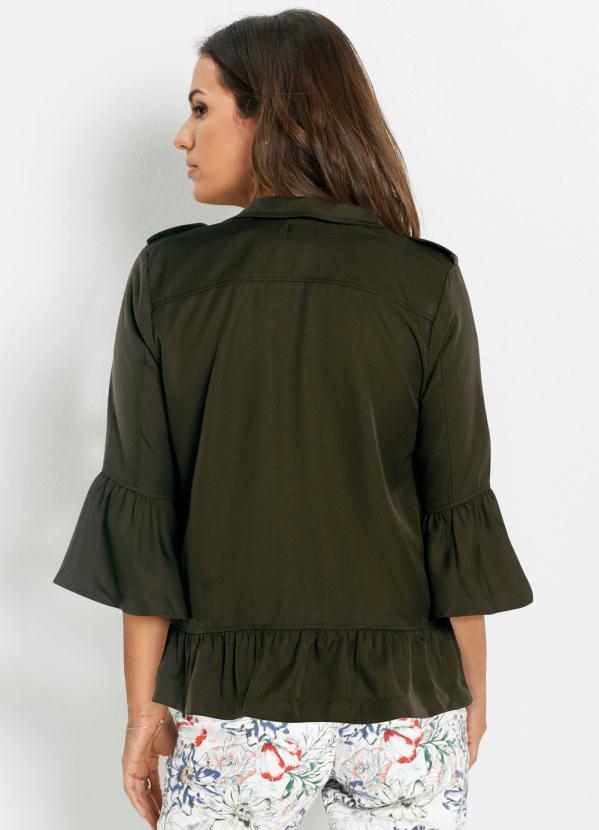 bonprix - Jaqueta de Sarja com Babados Verde Militar 2