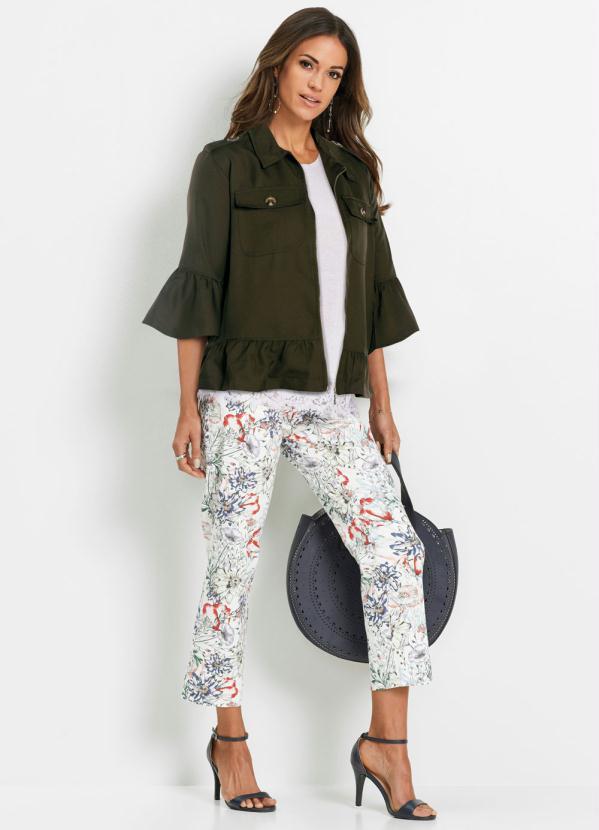 bonprix - Jaqueta de Sarja com Babados Verde Militar 3