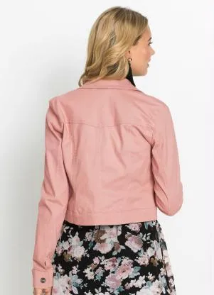 bonprix - Jaqueta de Sarja Cropped Rosa Claro - BONPRIX
