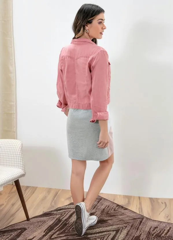 bonprix - Jaqueta de Sarja Cropped Rosa Claro 4