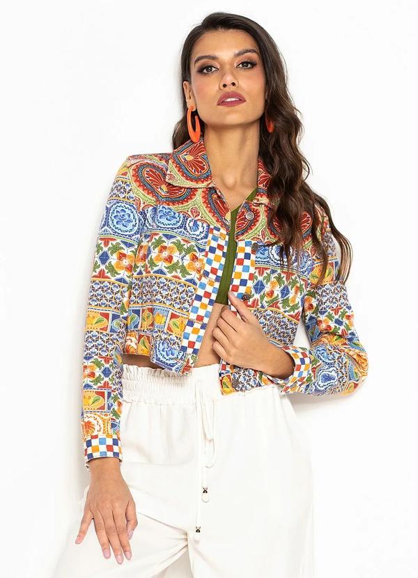 Farm - Jaqueta de Sarja Mania de Azulejo Amarelo