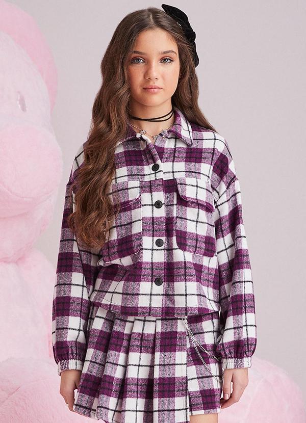 I Am - Jaqueta de Tweed Xadrez Roxo