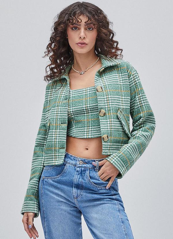 Authoria - Jaqueta de Tweed Xadrez Verde