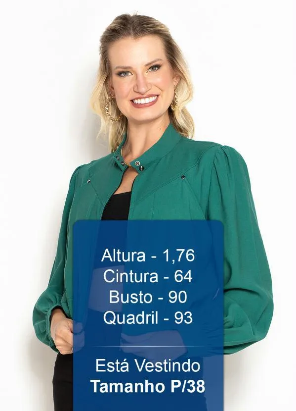 Maria Filó - Jaqueta de Viscose Sarjada com Rebites Verde 4