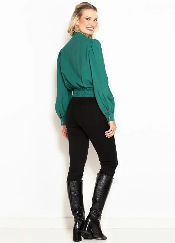 Maria Filó - Jaqueta de Viscose Sarjada com Rebites Verde 5