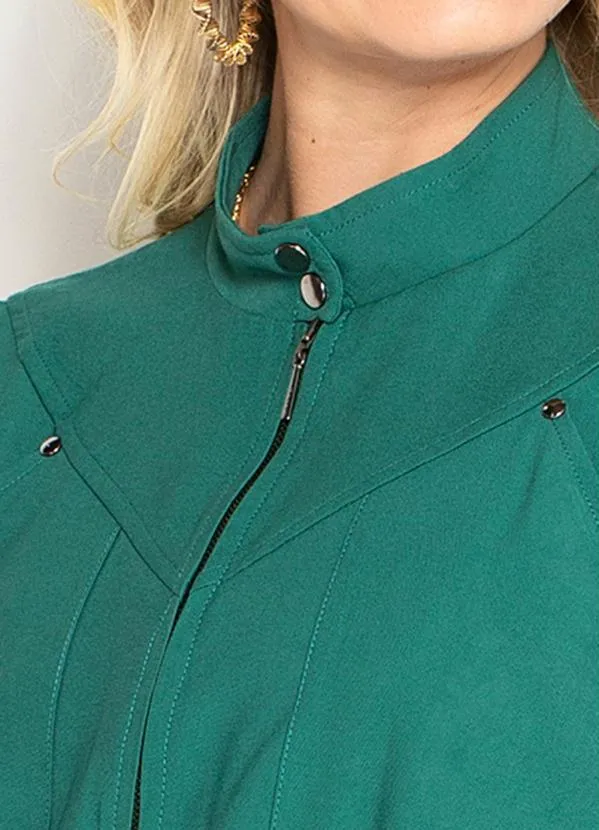 Maria Filó - Jaqueta de Viscose Sarjada com Rebites Verde 6