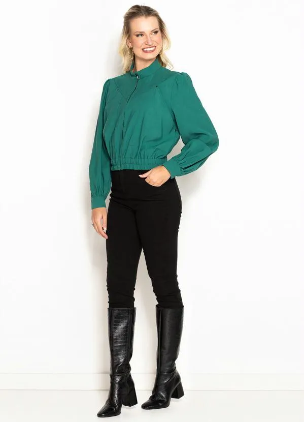 Maria Filó - Jaqueta de Viscose Sarjada com Rebites Verde 8