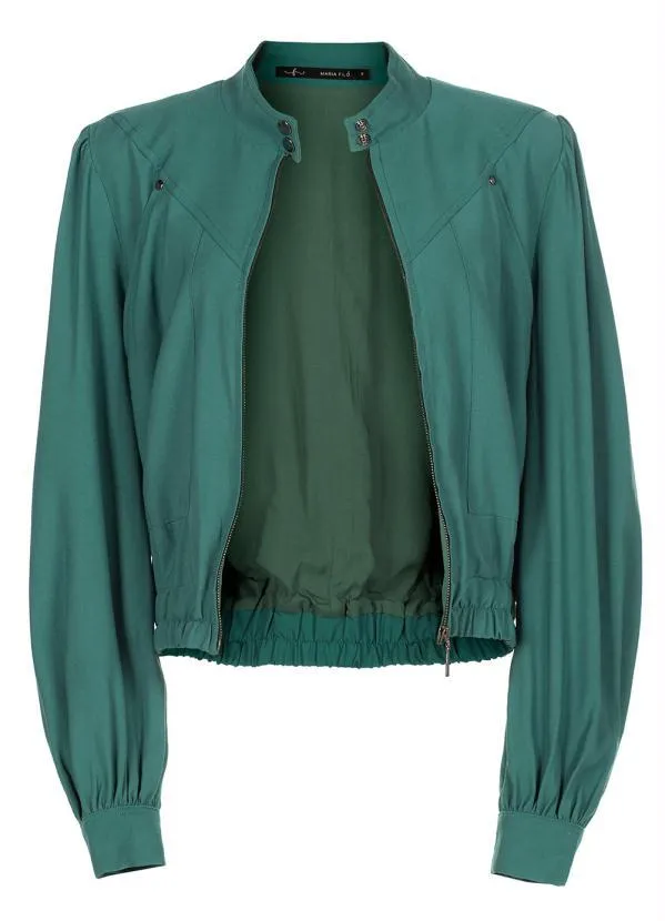 Maria Filó - Jaqueta de Viscose Sarjada com Rebites Verde 9