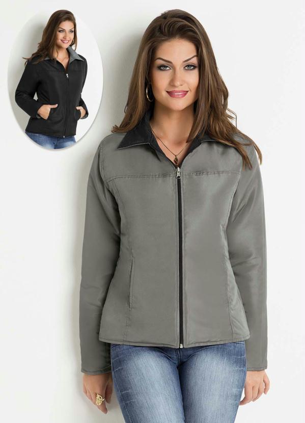 Janine - Jaqueta Dupla Face Preta e Chumbo