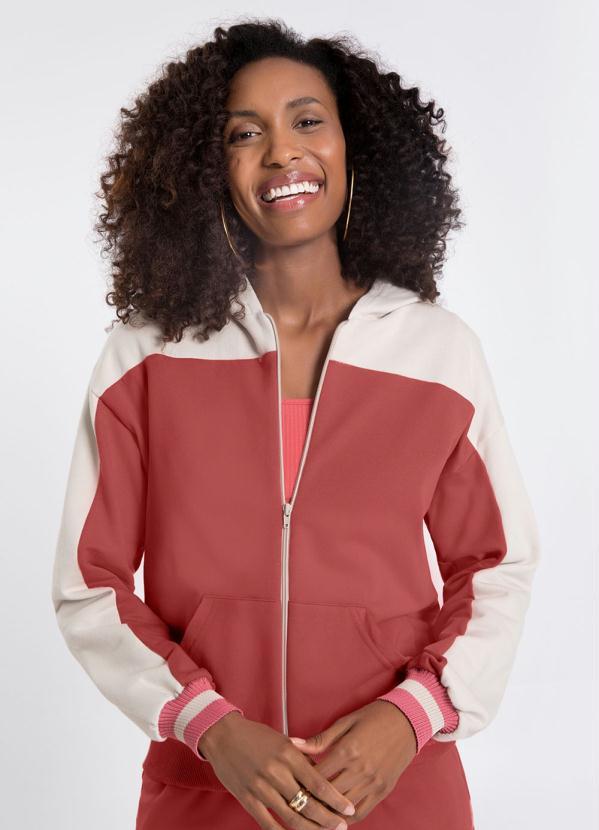 Lunender - Jaqueta em Malha com Retilínea Goiaba