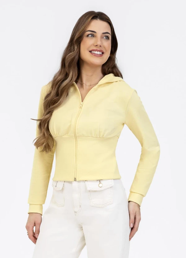 Habana - Jaqueta em Moletom Amarelo Claro