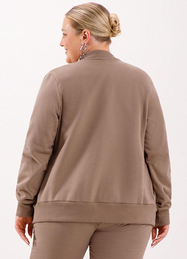 Lunender Mais Mulher - Jaqueta em Moletom Felpado de Algodão Marrom 2