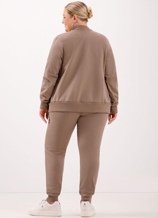 Lunender Mais Mulher - Jaqueta em Moletom Felpado de Algodão Marrom 4