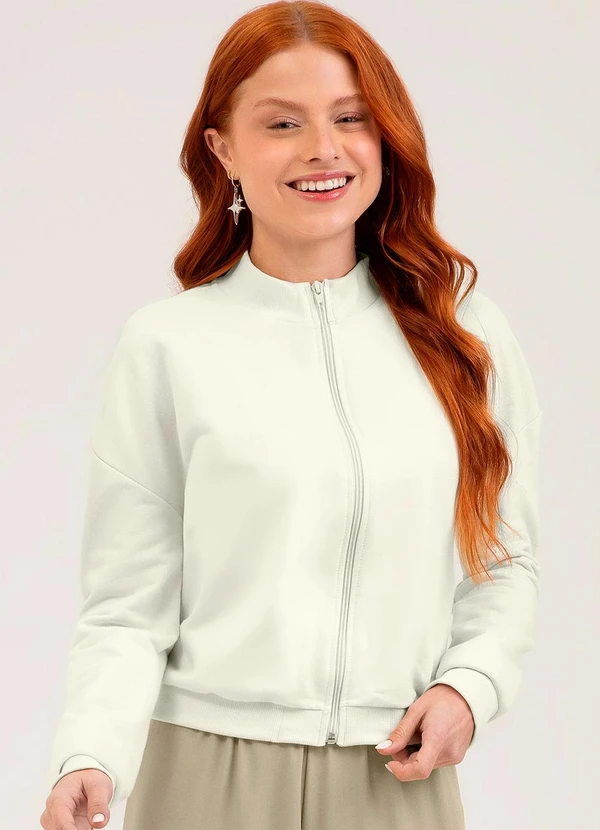 Cativa You - Jaqueta em Moletom Off White