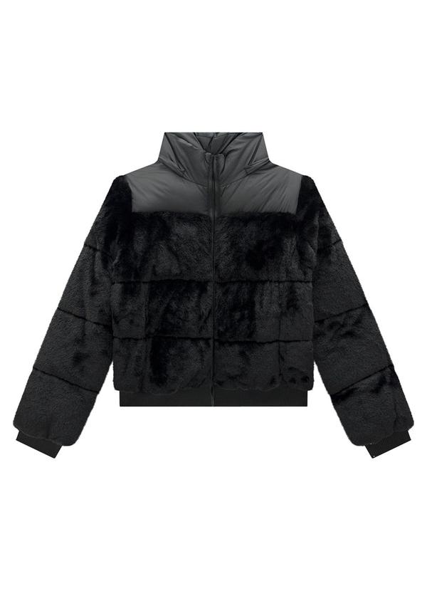 Lunender - Jaqueta em Pelo com Capuz Removível Preto 5