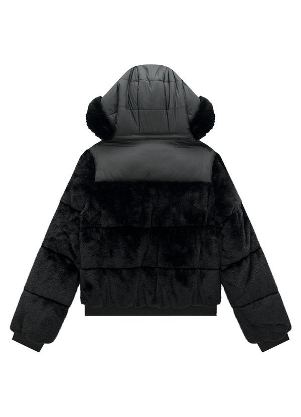 Lunender - Jaqueta em Pelo com Capuz Removível Preto 6