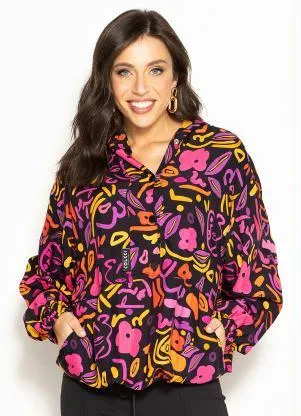 Colcci - Jaqueta Estampada de Viscose Preto - COLCCI