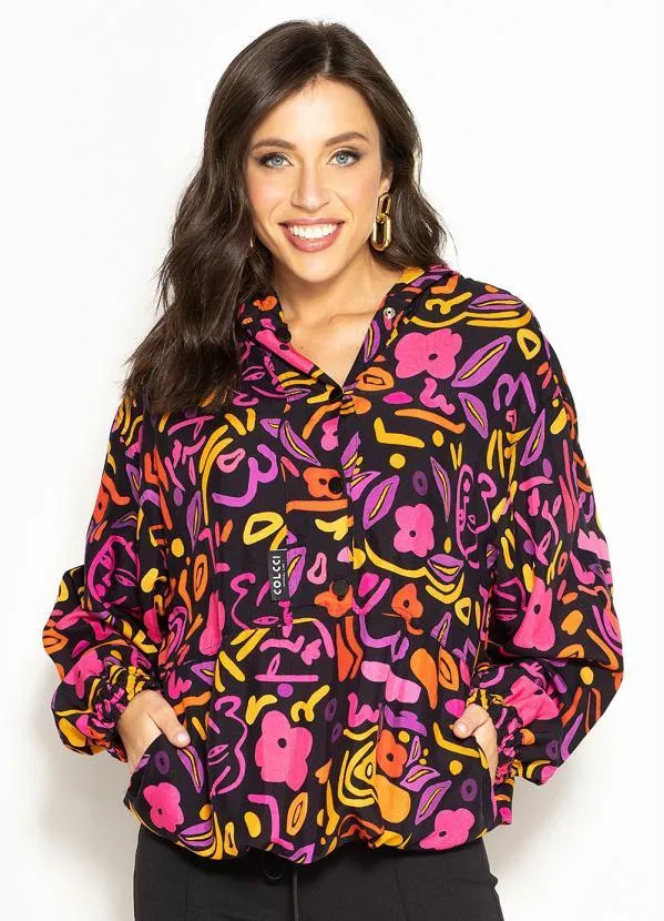 Colcci - Jaqueta Estampada de Viscose Preto 1