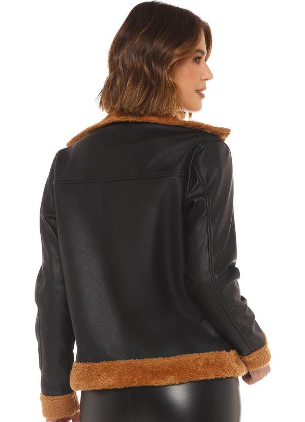 Rafree - Jaqueta Fem Pu com Pelo Preto 2