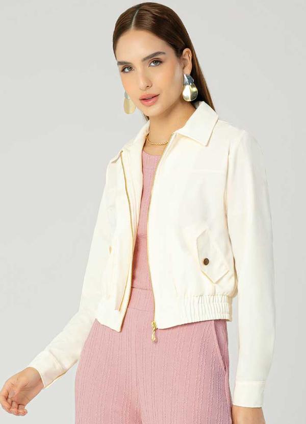 Gris - Jaqueta Feminina Adulta Casual Bege