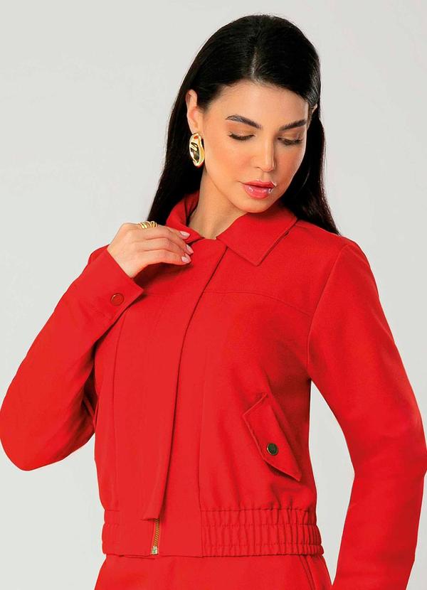 Gris - Jaqueta Feminina Adulta Casual Vermelho
