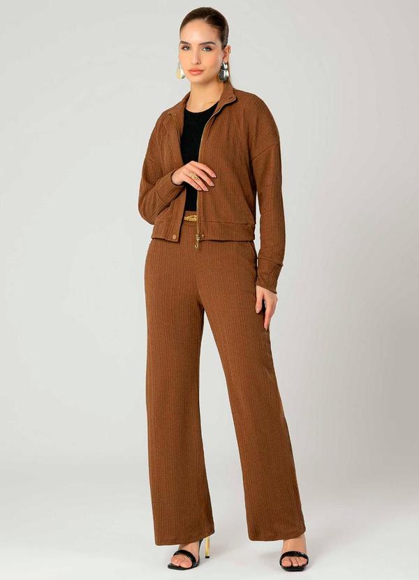 Gris - Jaqueta Feminina Adulta com Gola Alta Marrom 2