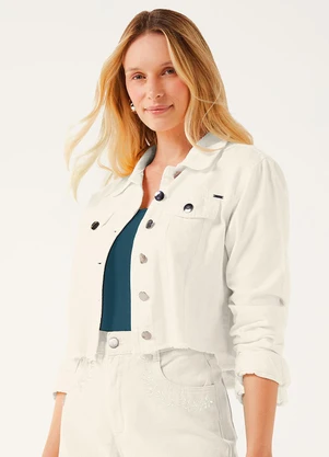 Marialícia - Jaqueta Feminina Barra Desfiada Bege - MARIALÍCIA