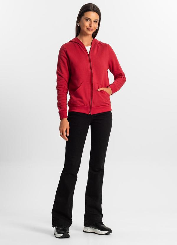 Rovitex - Jaqueta Feminina Básica com Capuz Vermelho 3