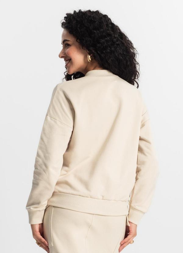 Rovitex - Jaqueta Feminina Básica de Moletom Bege 2