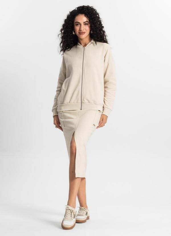 Rovitex - Jaqueta Feminina Básica de Moletom Bege 3