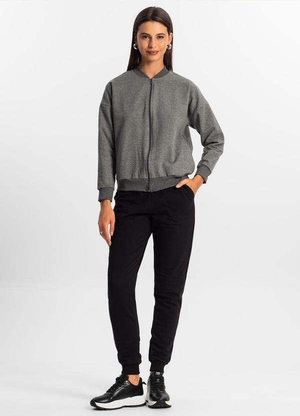 Rovitex - Jaqueta Feminina Básica de Moletom Cinza 3