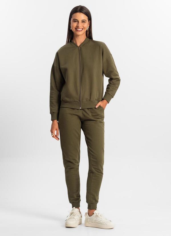 Rovitex - Jaqueta Feminina Básica de Moletom Verde 3