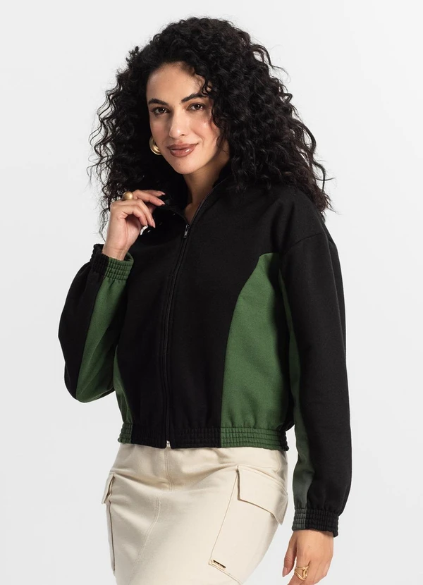 Rovitex - Jaqueta Feminina Bicolor Verde