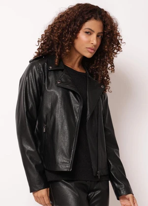 Torra - Jaqueta Feminina Biker Pu com Zíper Preta - TORRA