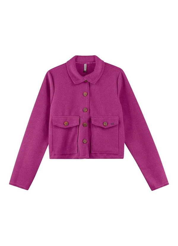 Marialícia - Jaqueta Feminina Bolso Lateral Roxo 3